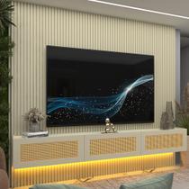 Estante Home Ripada para TV até 85 Polegadas com LED 3 Portas em MDF Supreme Native Gelius Estante Home Ripada para TV até 85 Polegadas com LED 3 Portas em MDF Supreme Native Gelius