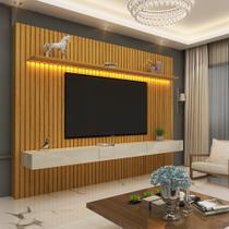 Estante Home Ripada para TV até 90 Polegadas com LED 3 Gavetas Nobre Clean 100% MDF