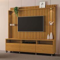 Estante Home Ripado Absoluto Para Tv Até 65 Polegadas -2 Portas e Nicho com Leds -Rodizio -Carmolar cor:NATURALE Estante Home Ripado Absoluto Para Tv Até 65 Polegadas -2 Portas e Nicho com Leds -Rodizio -Carmolar cor:NATURALE