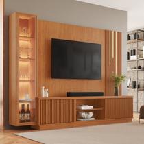 Estante Home Ripado com Cristaleira Tv até 75 Polegadas com Led 100% Mdf Ripado Valência Estante Home Ripado com Cristaleira Tv até 75 Polegadas com Led 100% Mdf Ripado Valência