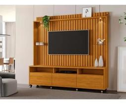 Estante Home Ripado Para Tv Até 65 Polegadas -3 Gavetas e Nicho com Leds -Rodizio -Carmolar -NATURALE Estante Home Ripado Para Tv Até 65 Polegadas -3 Gavetas e Nicho com Leds -Rodizio -Carmolar -NATURALE