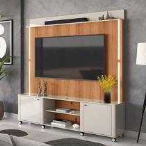 Estante Home Sala 183cm Com LED TV 75 Pol Florença Lukaliam Off White/Jequitiba
