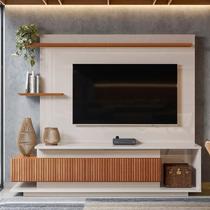 Estante Home Sala 210cm Para TV 65 Istambul Lukaliam Off White/Jequitiba Ripado 3D Estante Home Sala 210cm Para TV 65 Istambul Lukaliam Off White/Jequitiba Ripado 3D