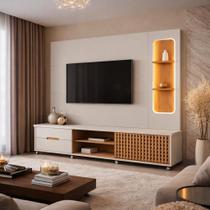 Estante Home Sala de Estar Brise 2,10m Lukaliam Móveis Para Tv Até 70 Polegadas Contém Led no Nicho