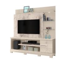 Estante Home Theater Alan com pé Para TV até 55 Polegadas Calacata e Off White - Madetec