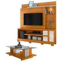 Estante Home Theater Alan com Pés e Mesa de Centro Frizz Cinamomo Off White - Madetec