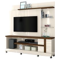 Estante Home Theater Alan com Rodízios Off White Savana Madetec