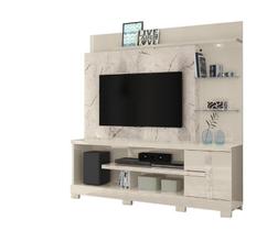 Estante Home Theater Alan Para Tv 55 Polegadas Com Pés Calacata / Off White - Madetec