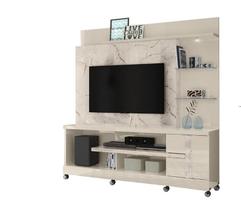 Estante Home Theater Alan Para Tv 55 Polegadas Com Rodizios Calacata / Off White - Madetec