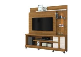 Estante Home Theater Alan Para Tv 55 Polegadas Com Rodizios Naturale / Off White - Madetec