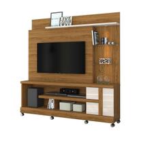 Estante Home Theater Alan Para TV até 55 Com Rodízio 1 Porta Cor Naturale Off White - Madetec Móveis