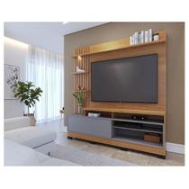 Estante Home Theater Ambiente Maceió Com Pés Freijó Cinza Acetinado Colibri