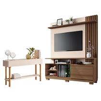 Estante Home Theater Artheo Castanho Off White com Aparador Fiero Off White - HB Móveis