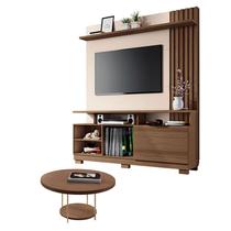 Estante Home Theater Artheo Castanho Off White com Mesa de Centro Sky Castanho - HB Móveis Estante Home Theater Artheo Castanho Off White com Mesa de Centro Sky Castanho - HB Móveis