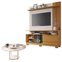 Estante Home Theater Artheo Cinamomo Off White e Mesa de Centro Sky com Tampo de Vidro Off White- HB Móveis Estante Home Theater Artheo Cinamomo Off White e Mesa de Centro Sky com Tampo de Vidro Off White- HB Móveis