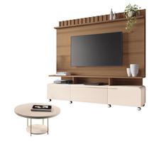 Estante Home Theater Artís Castanho Off White e Mesa de Centro Sky Off White HB Móveis Estante Home Theater Artís Castanho Off White e Mesa de Centro Sky Off White HB Móveis