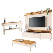 Estante Home Theater Artís e Aparador Vivant e Mesa de Centro Cadenza Off White Cinamomo HB Móveis