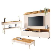 Estante Home Theater Artís E Aparador Vivant E Mesa De Centro Cadenza Off White Cinamomo Hb Móveis