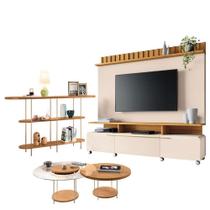 Estante Home Theater Artís Off White Cinamomo E Aparador Infinity E Kit Mesa De Centro Sky Cinamomo - Hb Móveis
