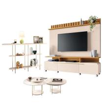 Estante Home Theater Artís Off White Cinamomo E Aparador Infinity E Kit Mesa De Centro Sky Off White - Hb Móveis