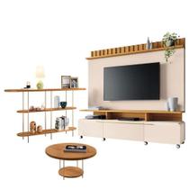 Estante Home Theater Artís Off White Cinamomo E Aparador Infinity E Mesa De Centro Sky Cinamomo- Hb Móveis