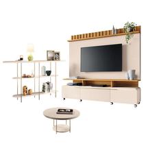 Estante Home Theater Artís Off White Cinamomo e Aparador Infinity e Mesa de centro Sky Off White HB Móveis