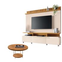 Estante Home Theater Artís Off White Cinamomo e Mesa de Centro Sky Cinamomo HB Móveis