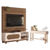 Estante Home Theater Axis Castanho Off White com Aparador Fiero Off White - HB Móveis Estante Home Theater Axis Castanho Off White com Aparador Fiero Off White - HB Móveis