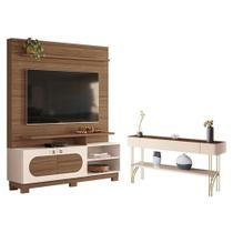 Estante Home Theater Axis Castanho Off White Com Aparador Vivant Off White Castanho - Hb Móveis Estante Home Theater Axis Castanho Off White Com Aparador Vivant Off White Castanho - Hb Móveis