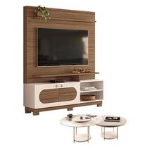 Estante Home Theater Axis Castanho Off White com Kit Mesa de Centro Sky Off White - Hb Móveis Estante Home Theater Axis Castanho Off White com Kit Mesa de Centro Sky Off White - Hb Móveis
