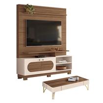 Estante Home Theater Axis Castanho Off White com Mesa de Centro Cadenza Off White Castanho - HB Móveis Estante Home Theater Axis Castanho Off White com Mesa de Centro Cadenza Off White Castanho - HB Móveis