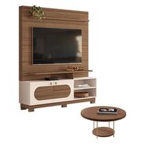 Estante Home Theater Axis Castanho Off White com Mesa de Centro Sky Castanho - HB Móveis Estante Home Theater Axis Castanho Off White com Mesa de Centro Sky Castanho - HB Móveis