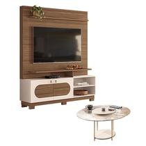 Estante Home Theater Axis Castanho Off White com Mesa de Centro Sky com tampo de vidro Off White - Hb Móveis Estante Home Theater Axis Castanho Off White com Mesa de Centro Sky com tampo de vidro Off White - Hb Móveis