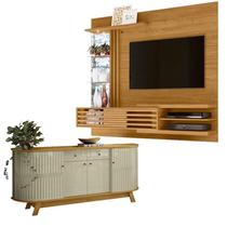 Estante Home Theater Bancada Suspensa Frizz Supreme Cumaru com Aparador Buffet Mônaco Cumaru Opala - Madetec Estante Home Theater Bancada Suspensa Frizz Supreme Cumaru com Aparador Buffet Mônaco Cumaru Opala - Madetec