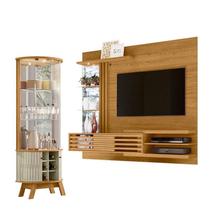 Estante Home Theater Bancada Suspensa Frizz Supreme Cumaru com Cristaleira Marina Cumaru Opala - Madetec Estante Home Theater Bancada Suspensa Frizz Supreme Cumaru com Cristaleira Marina Cumaru Opala - Madetec