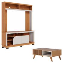 Estante Home Theater Belaya Freijó Off White Matte e Mesa de Centro Jeri Freijó Off White - Colibri