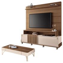 Estante Home Theater Bold e Mesa de Centro Cadenza Castanho Off White HB Móveis
