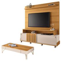 Estante Home Theater Bold e Mesa de Centro Cadenza Cinamomo Off White HB Móveis