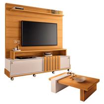 Estante Home Theater Bold e Mesa de Centro Luna Cinamomo Off White HB Móveis