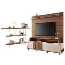 Estante Home Theater Bold Off White Castanho e Aparador Infinity Castanho HB Móveis