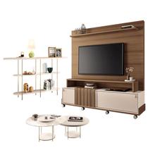 Estante Home Theater Bold Off White Castanho e Aparador Infinity e Kit Mesa de Centro sky Off White - HB Móveis Estante Home Theater Bold Off White Castanho e Aparador Infinity e Kit Mesa de Centro sky Off White - HB Móveis