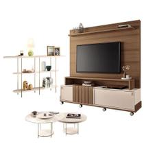 Estante Home Theater Bold Off White Castanho E Aparador Infinity E Kit Mesa De Centro Sky Off White - Hb Móveis Estante Home Theater Bold Off White Castanho E Aparador Infinity E Kit Mesa De Centro Sky Off White - Hb Móveis