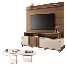 Estante Home Theater Bold Off White Castanho e Kit Mesa de Centro sky Off White - HB Móveis
