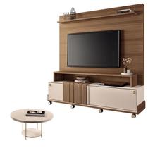 Estante Home Theater Bold Off White Castanho e Mesa de Centro sky Off White HB Móveis Estante Home Theater Bold Off White Castanho e Mesa de Centro sky Off White HB Móveis