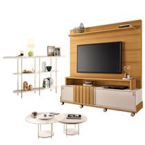 Estante Home Theater Bold Off White Cinamomo e Aparador Infinity e Kit Mesa de Centro sky Off White - HB Móveis