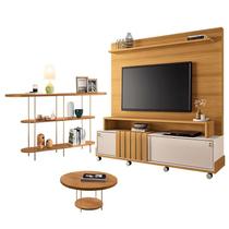 Estante Home Theater Bold Off White Cinamomo e Aparador Infinity e Mesa de Centro sky Cinamomo HB Móveis