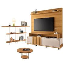 Estante Home Theater Bold Off White Cinamomo E Aparador Infinity E Mesa De Centro Sky Cinamomo Hb Móveis