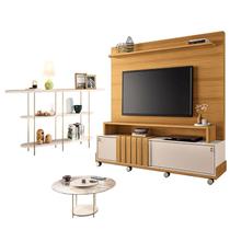 Estante Home Theater Bold Off White Cinamomo e Aparador Infinity e Mesa de Centro sky com Tampo de Vidro Off White - HB Móveis