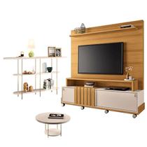 Estante Home Theater bold Off White Cinamomo e Aparador Infinity e Mesa de Centro sky Off White - HB Móveis