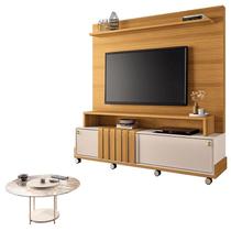 Estante Home Theater Bold Off White Cinamomo e Mesa de Centro sky com Tampo de Vidro Off White HB Móveis